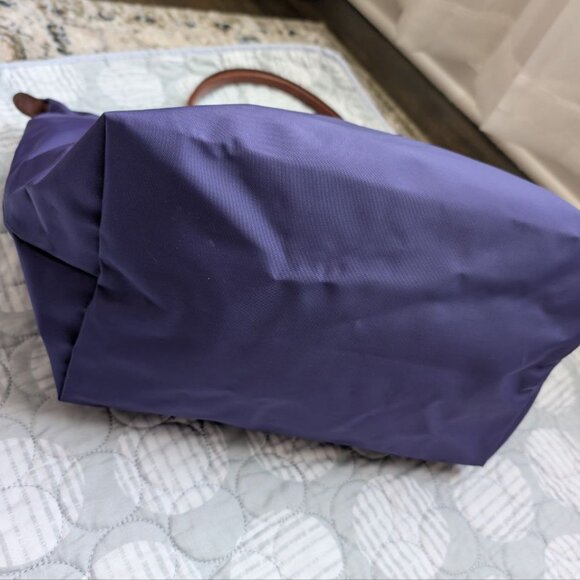 LONGCHAMP Le Pliage Original Large Tote Black Nylon Travel Should Purple - Picture 7 of 16
